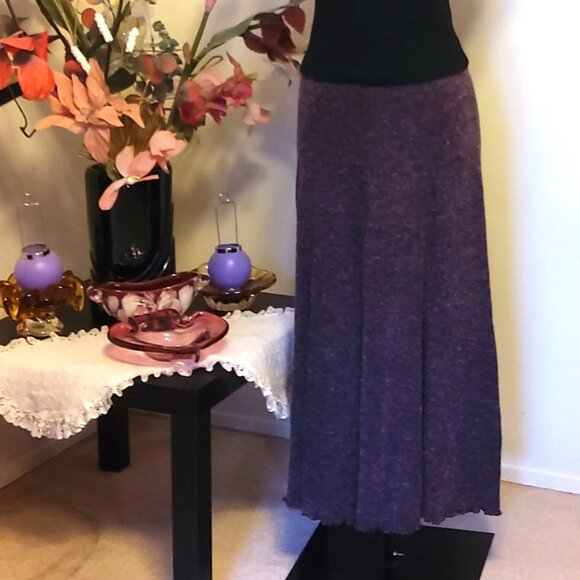 NWT Burgundy Wine-red Maxi Skirt Stretch Long Knitted Fall Winter Skirts Size M - Picture 4 of 6